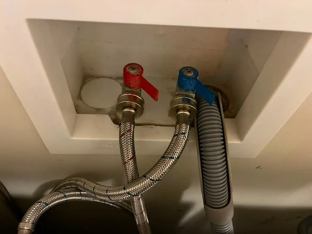 Braided supply hoses and shut-off valves connected at the wall